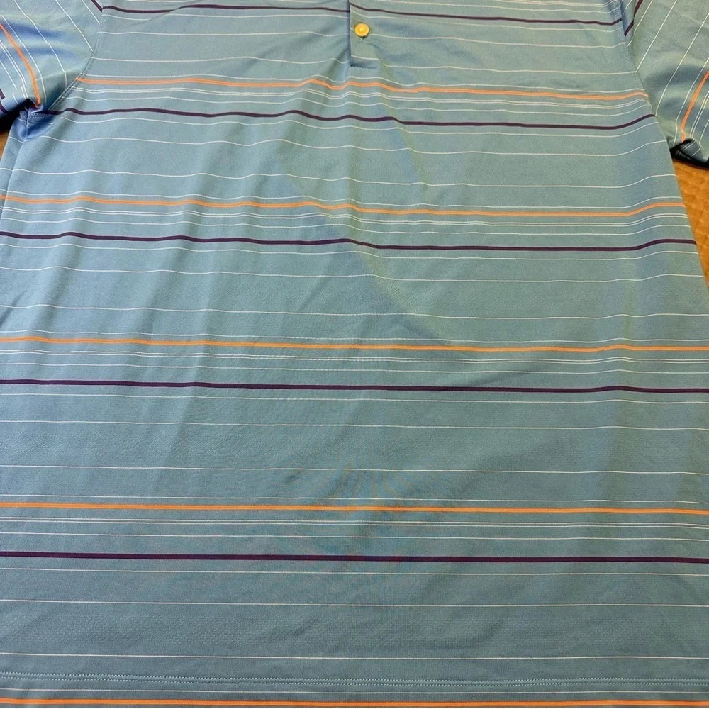 NIKE GOLF MENS BLUE STRIPE DRI FIT SIZE LARGE POLO SHIRT